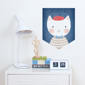 French Cat Wall Banner Decal